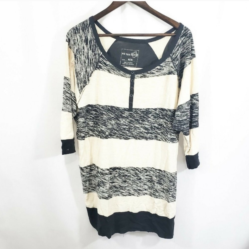 Free People Heathered Henley Tunic Shirt Dress M